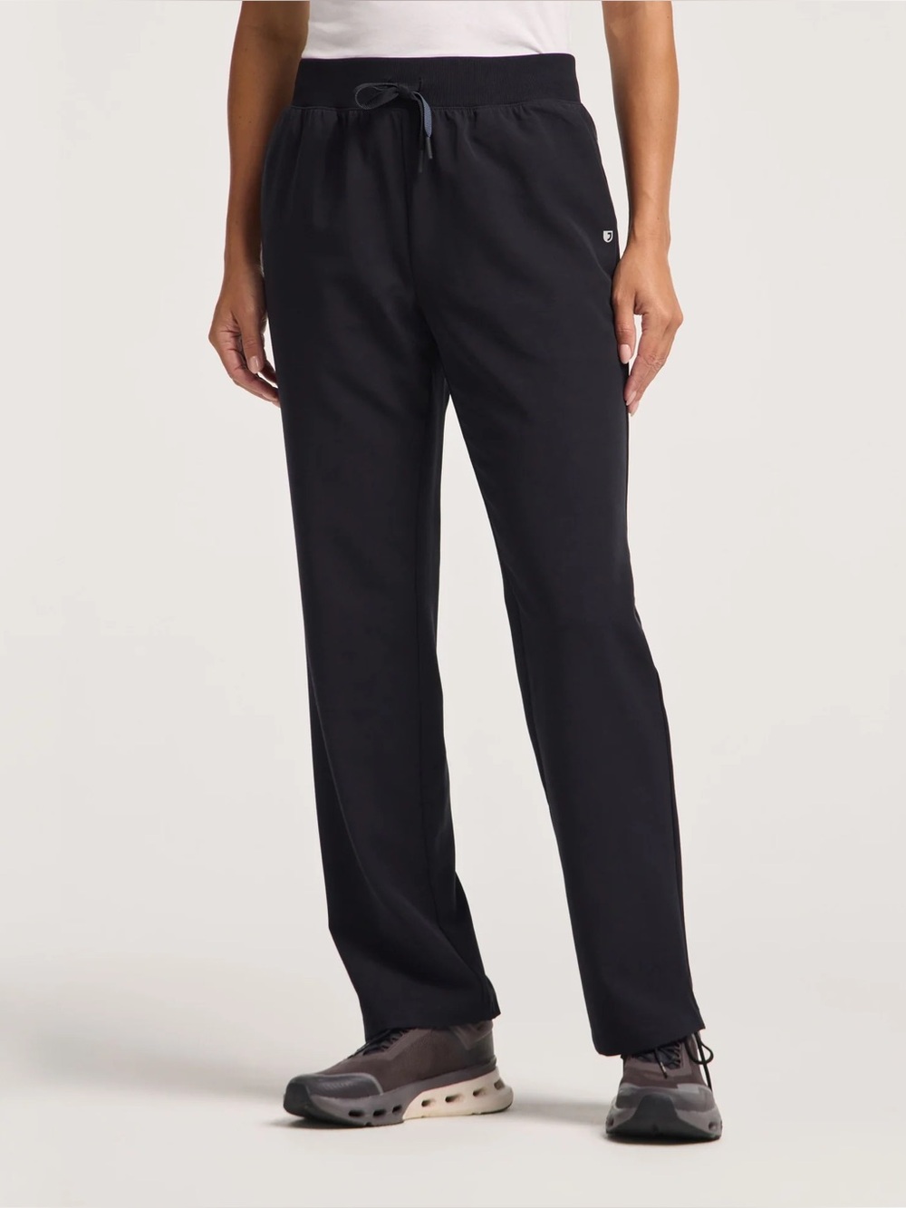 Jaanuu Black Knit Waist Scrub Pants Size Medium